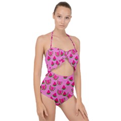 Watermelons Pattern Scallop Top Cut Out Swimsuit by bloomingvinedesign