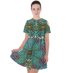 The Most Beautiful Rain Over The Stars And Earth Short Sleeve Shoulder Cut Out Dress  by pepitasart