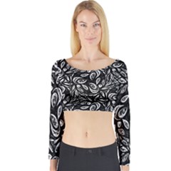 Fabric Pattern Flower Long Sleeve Crop Top by Bajindul