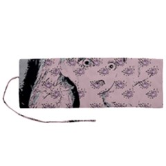 Wide Eyed Girl Pink Roll Up Canvas Pencil Holder (m) by snowwhitegirl