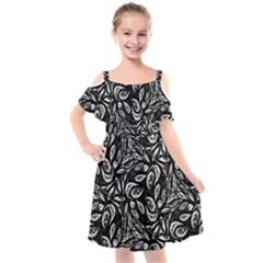 Fabric Pattern Flower Kids  Cut Out Shoulders Chiffon Dress by Bajindul