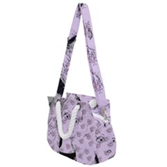 Wide Eyed Girl Lilac Rope Handles Shoulder Strap Bag by snowwhitegirl