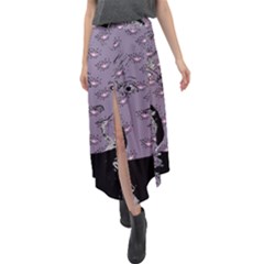 Wide Eyed Girl Grey Lilac Velour Split Maxi Skirt by snowwhitegirl