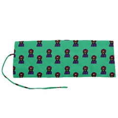 Nerdy 60s  Girl Pattern Seafoam Green Roll Up Canvas Pencil Holder (s) by snowwhitegirl