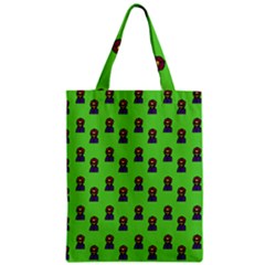 Nerdy 60s  Girl Pattern Green Zipper Classic Tote Bag by snowwhitegirl