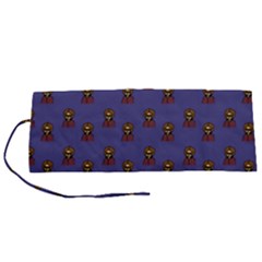 Nerdy 60s  Girl Pattern Dark Purple Roll Up Canvas Pencil Holder (s) by snowwhitegirl