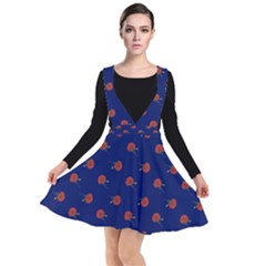 Red Rose Blue Plunge Pinafore Dress by snowwhitegirl