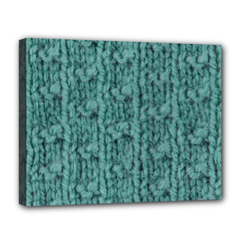 Knitted Wool Blue Canvas 14  X 11  (stretched) by snowwhitegirl