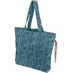 Knitted Wool Blue Drawstring Tote Bag by snowwhitegirl