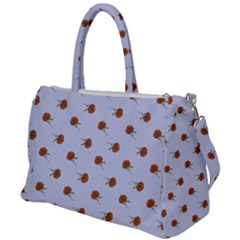 Peach Rose Blue Duffel Travel Bag by snowwhitegirl