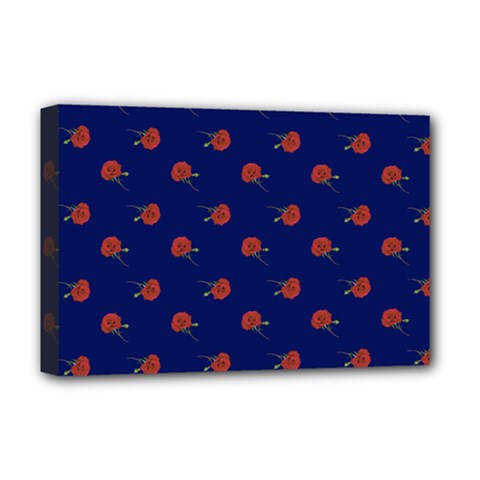 Red Rose Blue Deluxe Canvas 18  X 12  (stretched) by snowwhitegirl