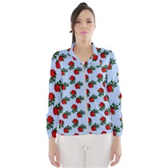 Red Roses Light Blue Women s Windbreaker by snowwhitegirl