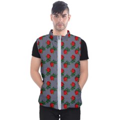 Red Roses Grey Men s Puffer Vest by snowwhitegirl