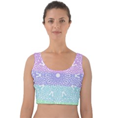 Vintage Pastel Mandala White Velvet Crop Top by snowwhitegirl