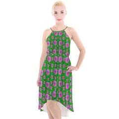 Bloom In Peace And Love High-low Halter Chiffon Dress  by pepitasart