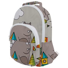 Kids Drawing Children Artwork Art Rounded Multi Pocket Backpack by Simbadda