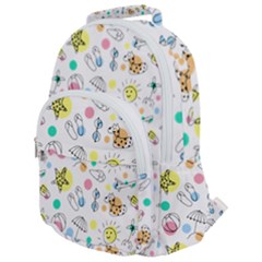 Summer Pattern Design Colorful Rounded Multi Pocket Backpack by Simbadda