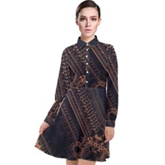 Fractals Abstraction Tla Designs Long Sleeve Chiffon Shirt Dress by Simbadda