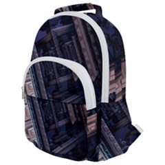 Fractal 3d Pattern Graphics Model Rounded Multi Pocket Backpack by Simbadda