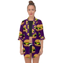 Burger Pattern Open Front Chiffon Kimono by bloomingvinedesign