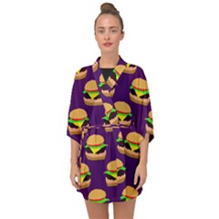 Burger Pattern Half Sleeve Chiffon Kimono by bloomingvinedesign