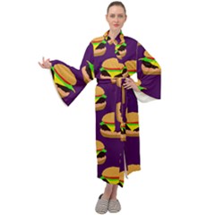 Burger Pattern Maxi Velour Kimono by bloomingvinedesign