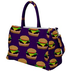 Burger Pattern Duffel Travel Bag by bloomingvinedesign