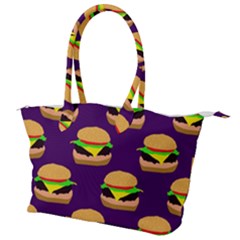 Burger Pattern Canvas Shoulder Bag by bloomingvinedesign