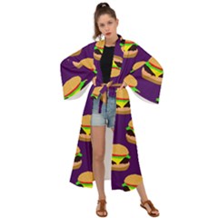 Burger Pattern Maxi Kimono by bloomingvinedesign