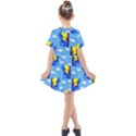 Blue Coyote Pattern Kids  Short Sleeve Shirt Dress View2