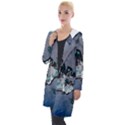 Sport, surfboard with flowers and fish Hooded Pocket Cardigan View1