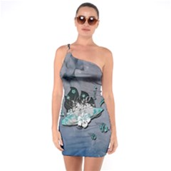 Sport, Surfboard With Flowers And Fish One Soulder Bodycon Dress by FantasyWorld7