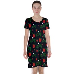 Strawberries Pattern Short Sleeve Nightdress by bloomingvinedesign