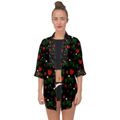 Strawberries Pattern Open Front Chiffon Kimono by bloomingvinedesign