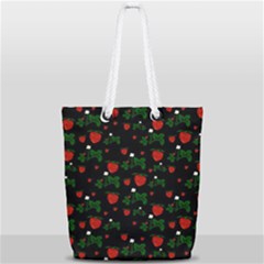 Strawberries Pattern Full Print Rope Handle Tote (small) by bloomingvinedesign