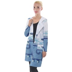 Blue City Building Fantasy Hooded Pocket Cardigan by Sudhe