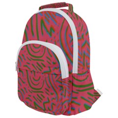 Pattern Saying Wavy Rounded Multi Pocket Backpack by Sudhe