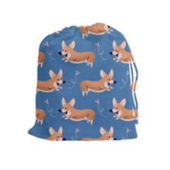 Corgi Patterns Drawstring Pouch (xl) by Sudhe