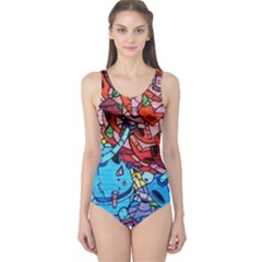 Graffiti Wall Mural Painting Arts One Piece Swimsuit by Simbadda