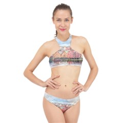 Architecture City Buildings River High Neck Bikini Set by Simbadda