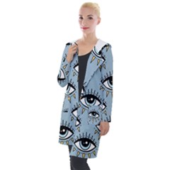 Eyes Pattern Hooded Pocket Cardigan by Valentinaart