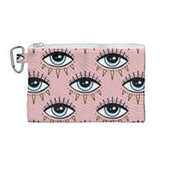 Eyes Pattern Canvas Cosmetic Bag (medium) by Valentinaart