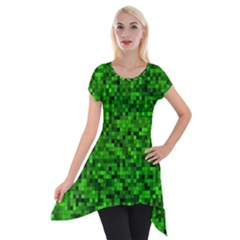 Green Mosaic Short Sleeve Side Drop Tunic by retrotoomoderndesigns