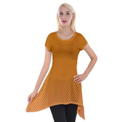 Orange Dotted Grid Short Sleeve Side Drop Tunic by retrotoomoderndesigns