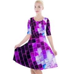 Purple Disco Ball Quarter Sleeve A-line Dress by essentialimage