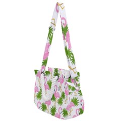 Seamless Pattern With Cute Flamingos Rope Handles Shoulder Strap Bag by Vaneshart