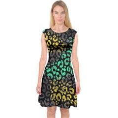 Abstract Geometric Seamless Pattern With Animal Print Capsleeve Midi Dress by Vaneshart