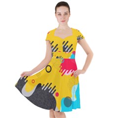 Abstract Colorful Pattern Shape Design Background Cap Sleeve Midi Dress by Vaneshart