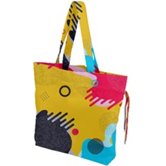 Abstract Colorful Pattern Shape Design Background Drawstring Tote Bag by Vaneshart