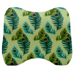 Peacock Feather Pattern Velour Head Support Cushion by Vaneshart